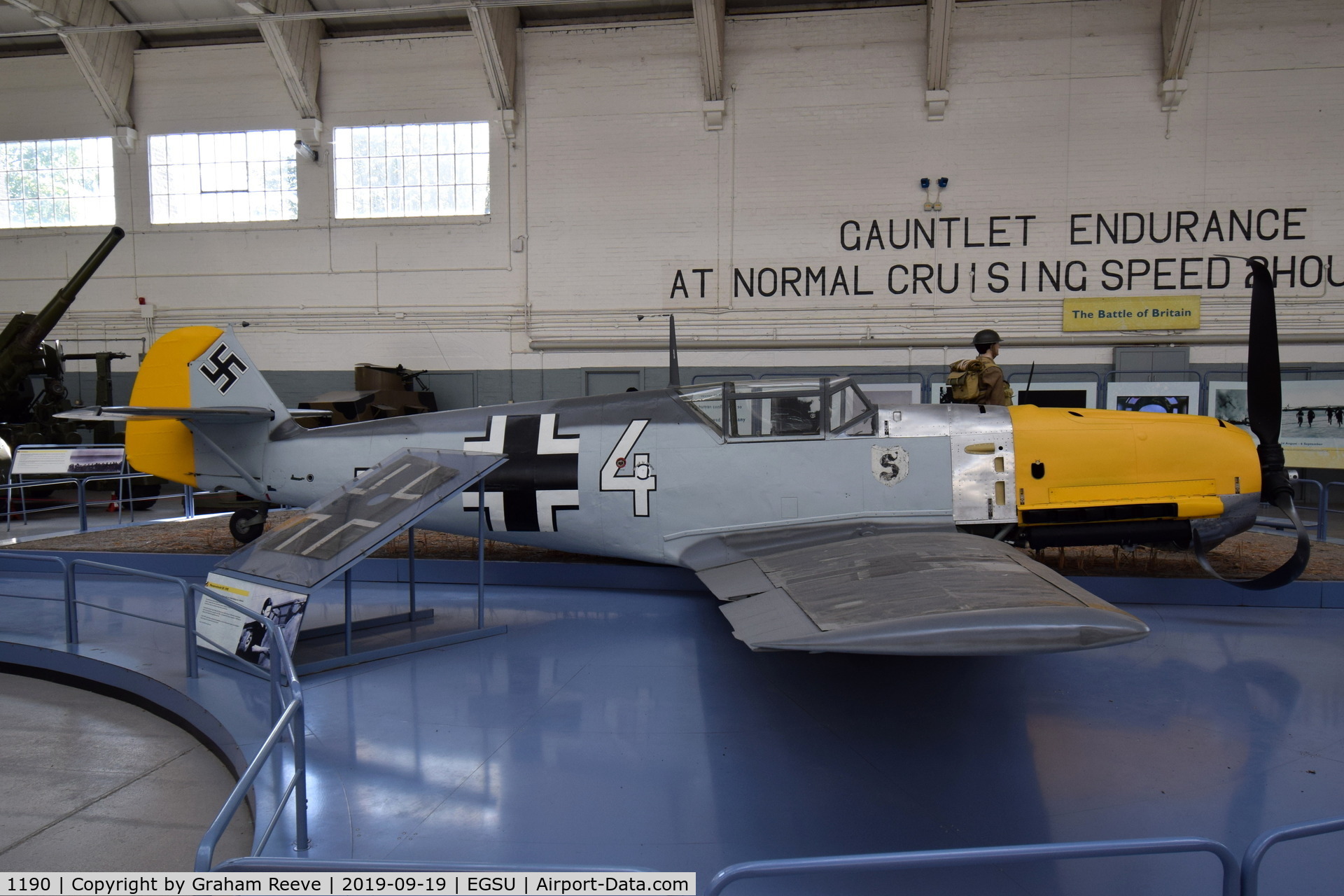 1190, Messerschmitt Bf-109E-3 C/N 1190, On display at the IWM, Duxford.