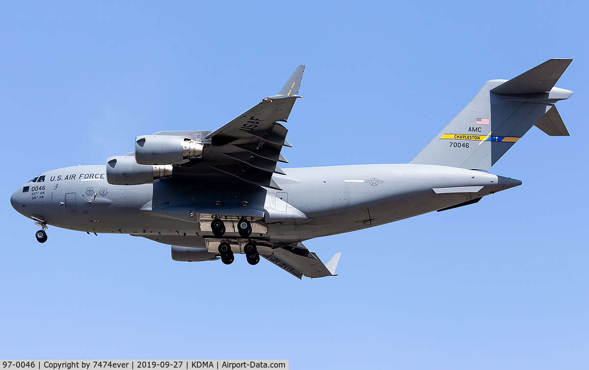 97-0046, 1997 Boeing C-17A Globemaster III C/N P-46, Reach 346 on the ILS for 30 at Davis-Monthan