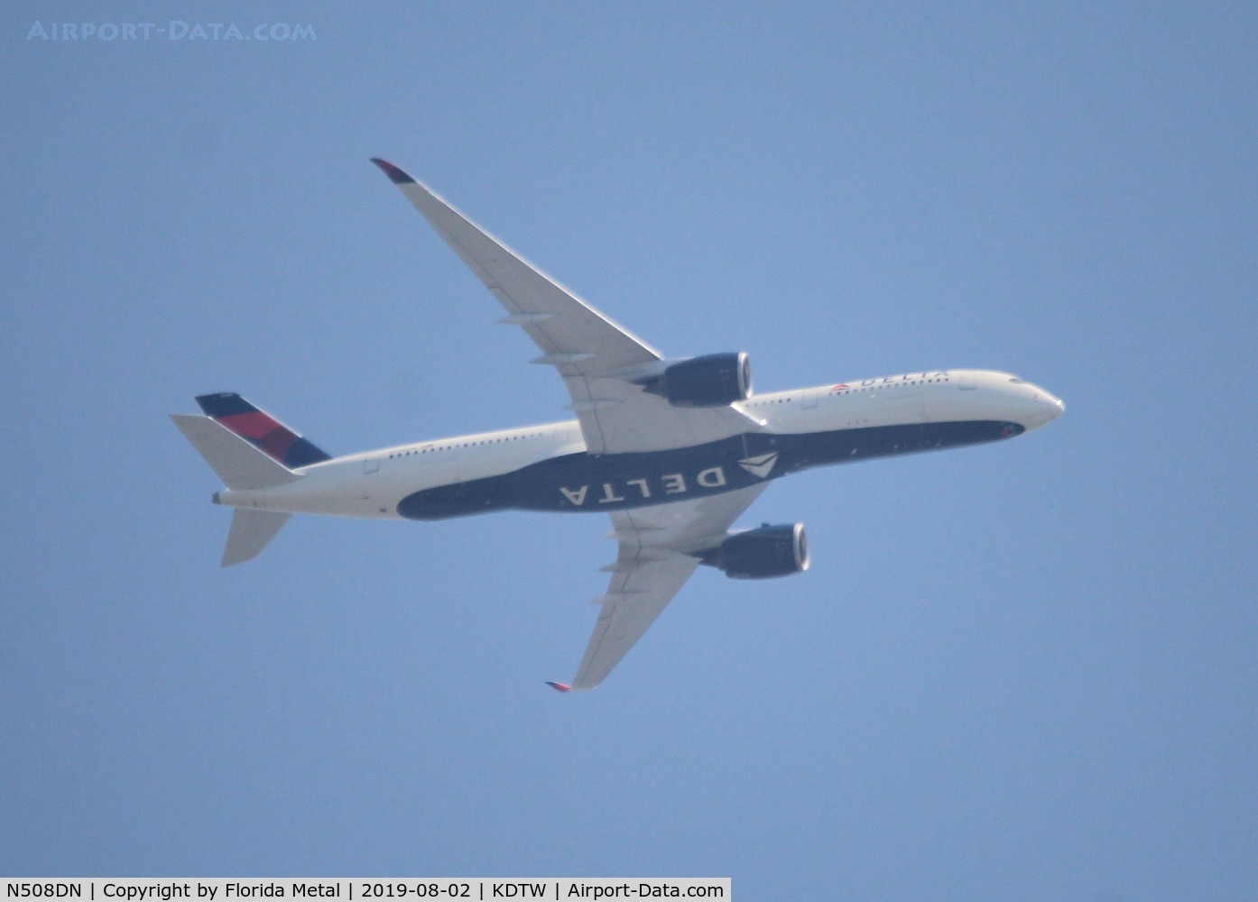 N508DN, 2018 Airbus A350-941 C/N 0190, Delta A350 on downwind over Willow Run