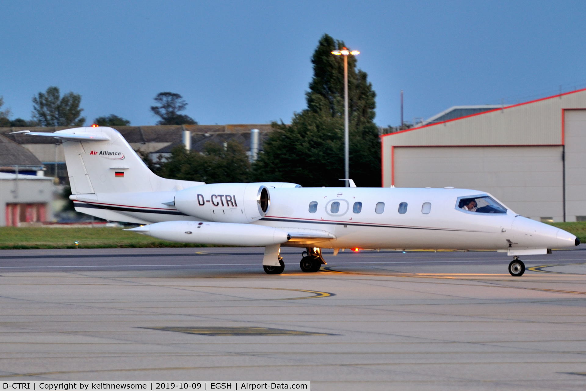 D-CTRI, 1980 Learjet 35A C/N 35A-346, Arriving at Norwich from Rhodes.