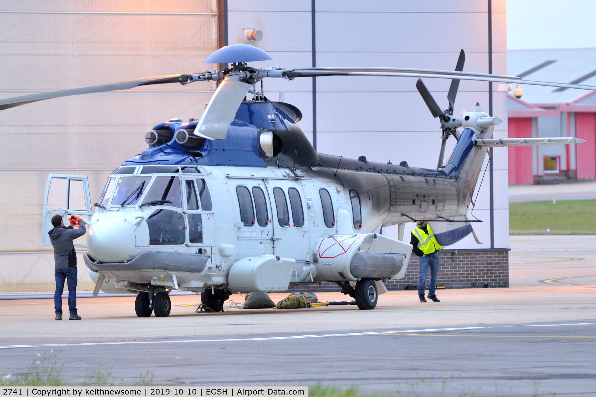 2741, Eurocopter EC-225LP Super Puma Mk2+ C/N 2741, I/D not guaranteed SY code on port side ?
At Norwich this evening.