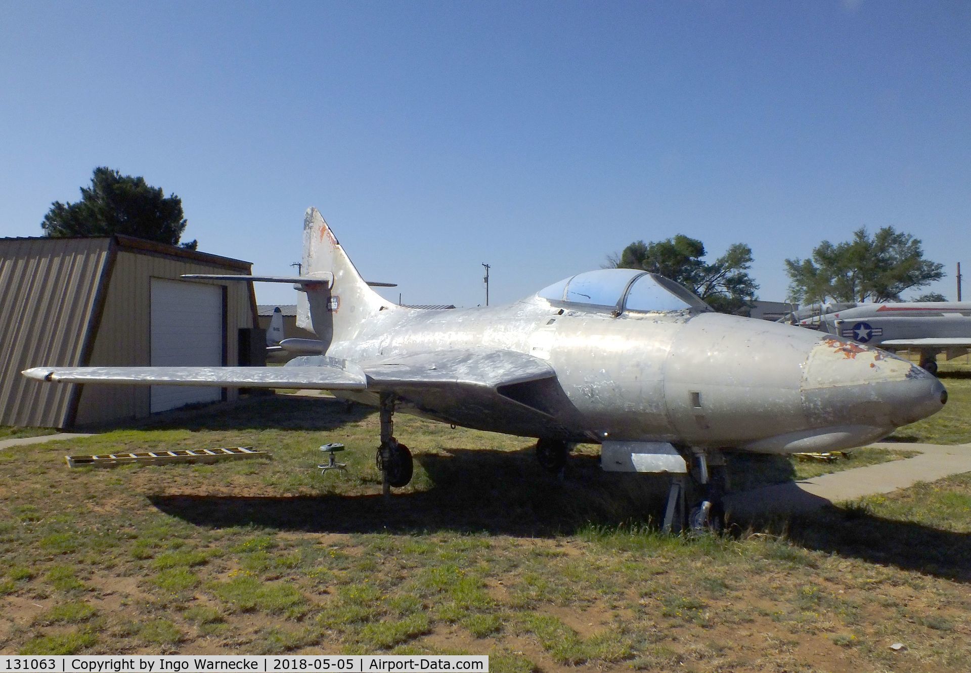 131063, Grumman F9F-8 Cougar C/N Not found 131063, Grumman F9F-8 Cougar, being restored at the Texas Air Museum Caprock Chapter, Slaton TX