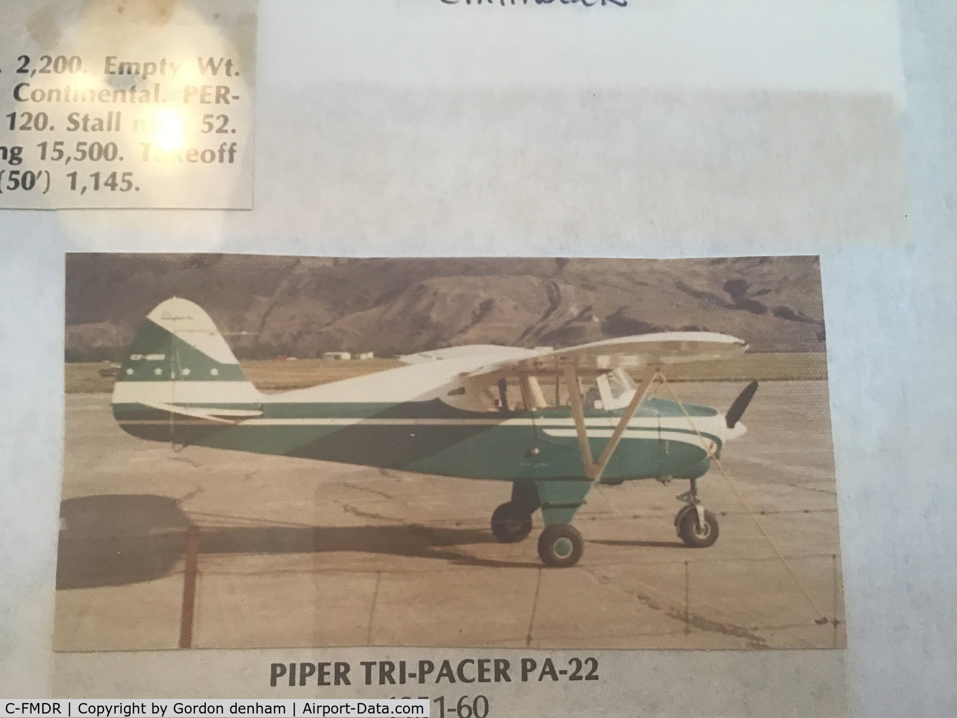 C-FMDR, 1960 Piper PA-22-160X Tri Pacer C/N 22-7539X, Flew this back in 1967