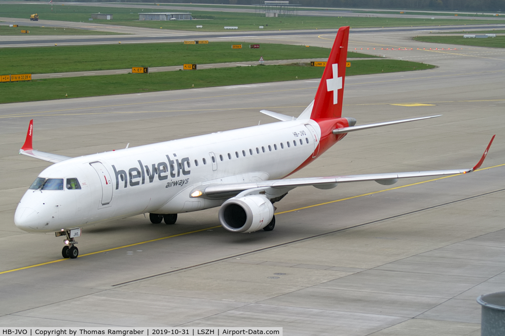 HB-JVO, 2009 Embraer 190LR (ERJ-190-100LR) C/N 19000294, Helvetic Airways Embraer 190