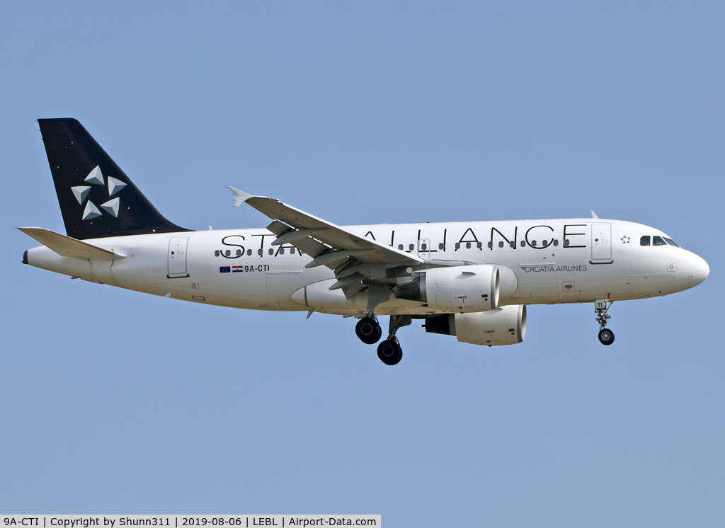 9A-CTI, 1999 Airbus A319-112 C/N 1029, Landing rwy 25R in Star Alliance c/s