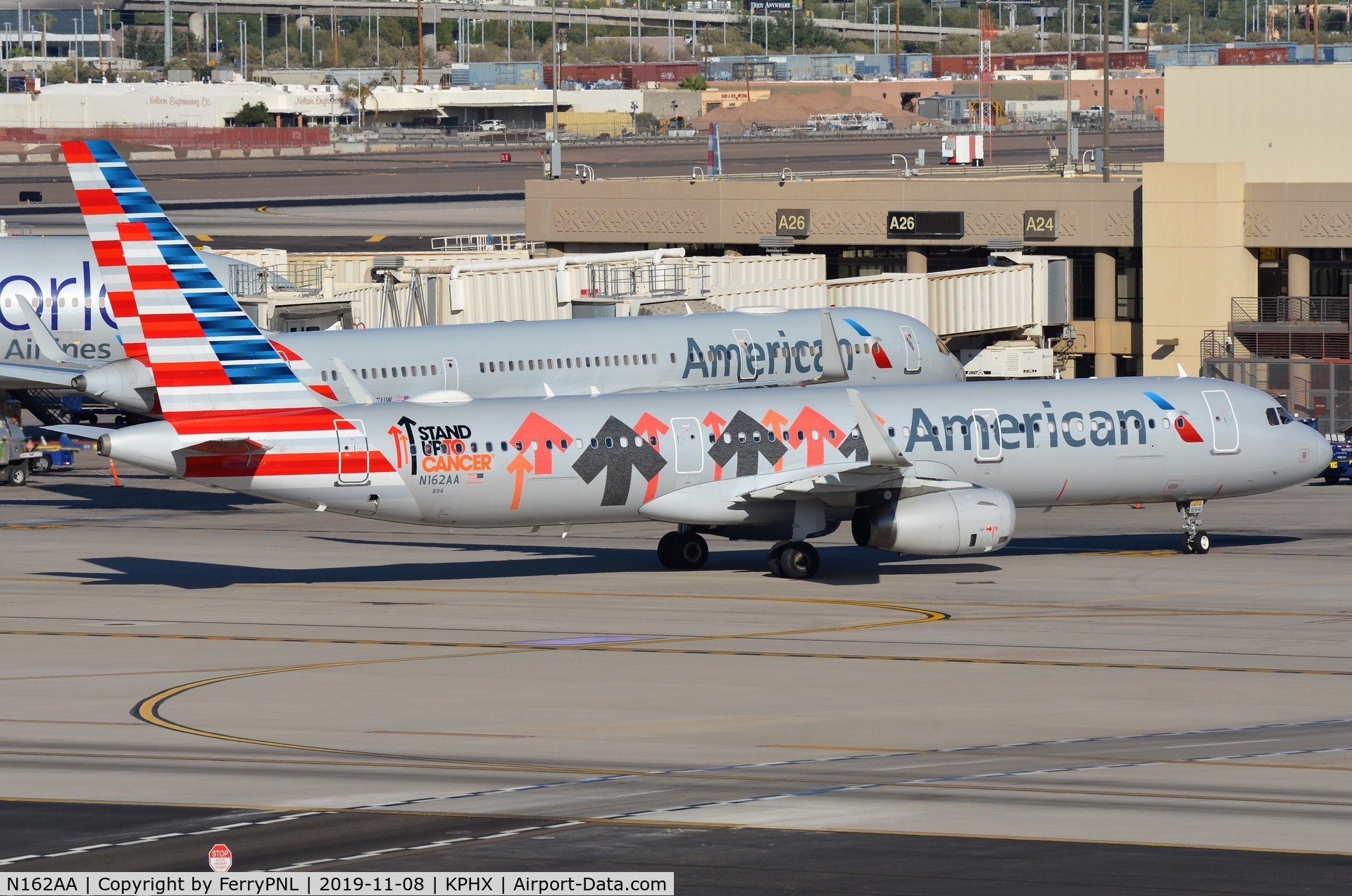 N162AA, 2016 Airbus A321-231 C/N 6621, American A321 stand up to cancer