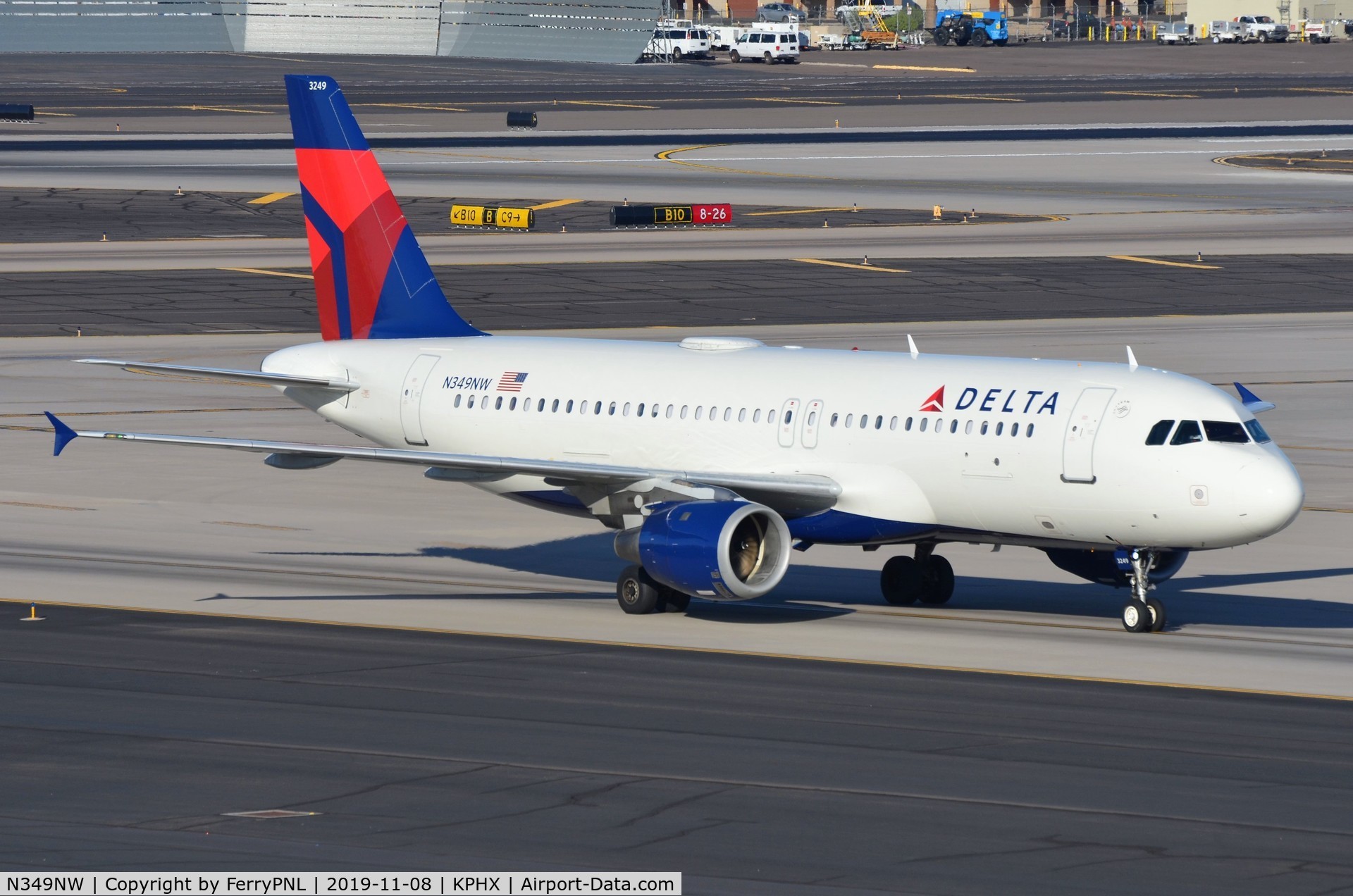 N349NW, 1993 Airbus A320-212 C/N 417, Arrival of Delta A320
