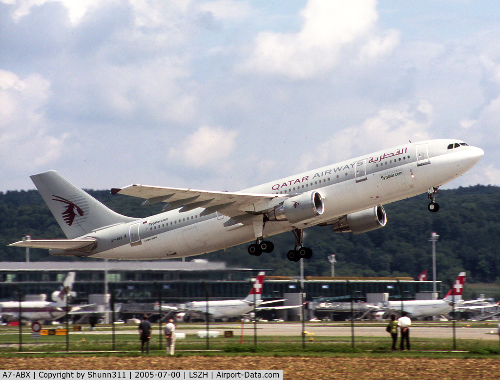 A7-ABX, 1990 Airbus A300B4-622R C/N 554, Taking off from rwy 34... old c/s