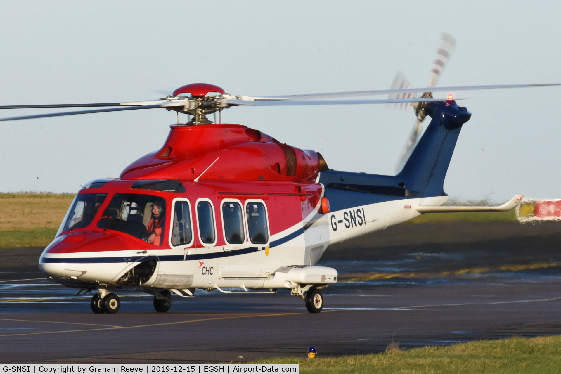 G-SNSI, 2013 AgustaWestland AW-139 C/N 31479, Just landed at Norwich.