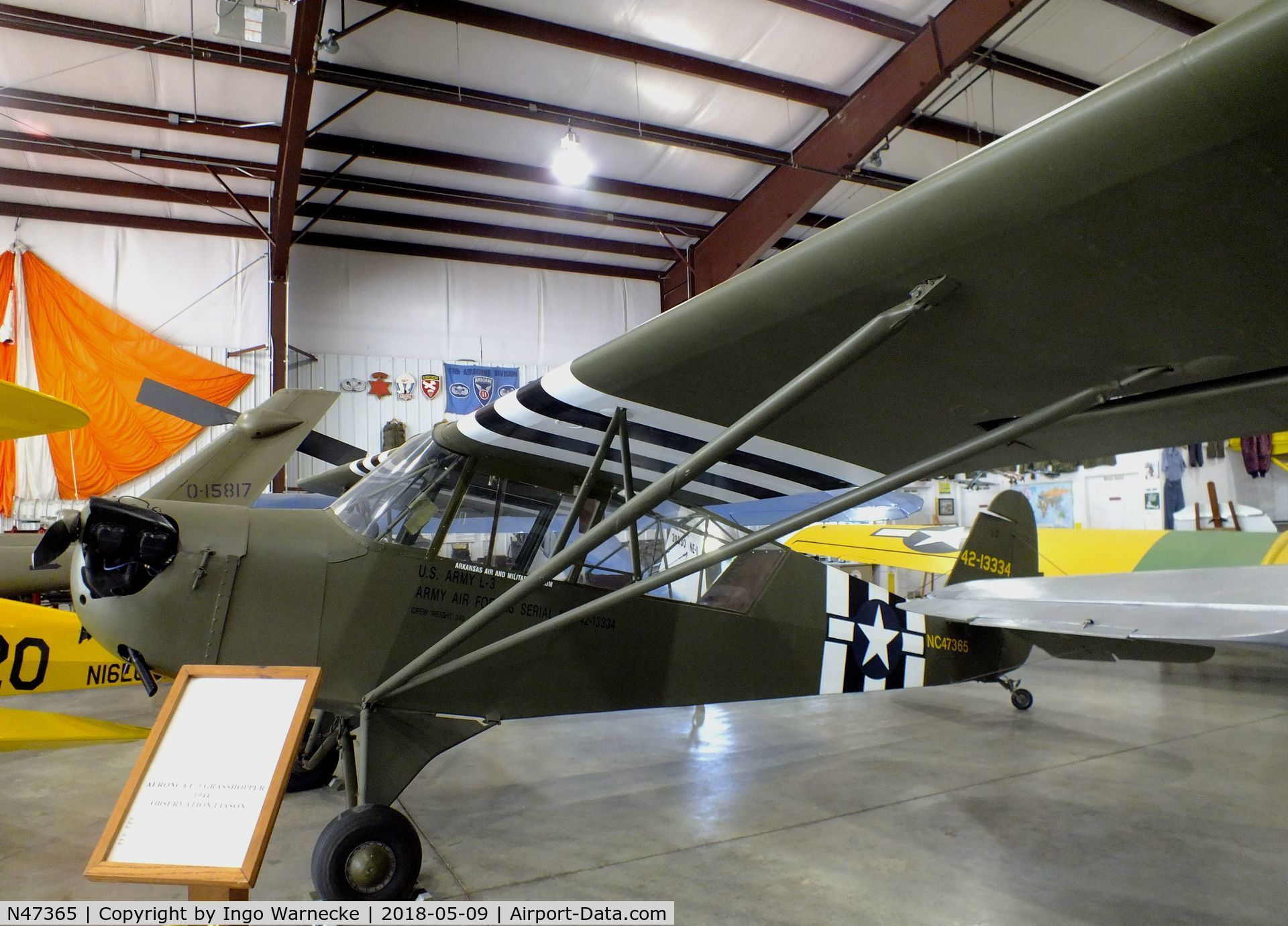 N47365, 1944 Aeronca 0-58B Grasshopper C/N 058B-13334, Aeronca O-58B / L-3B at the Arkansas Air & Military Museum, Fayetteville AR