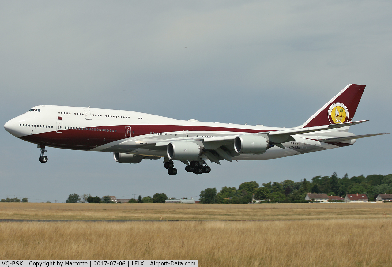 VQ-BSK, 2015 Boeing 747-8ZV BBJ C/N 42096, Landing rwy 21.