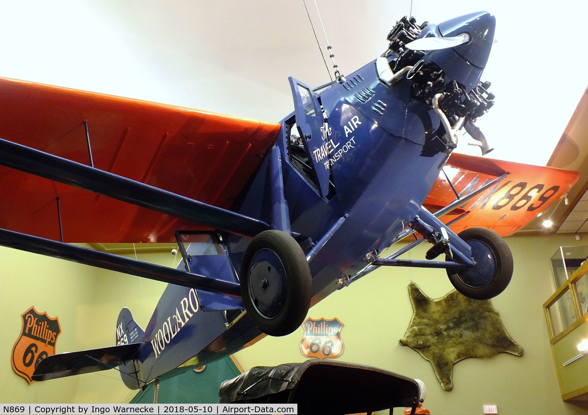 N869, 1927 Travel Air 5000 Woolaroc C/N unknown_n869, Travel Air 5000 'Woolaroc', winner of the 1927 Dole-Race from Oakland to Hawaii, at the Woolaroc Museum, Bartlesville OK