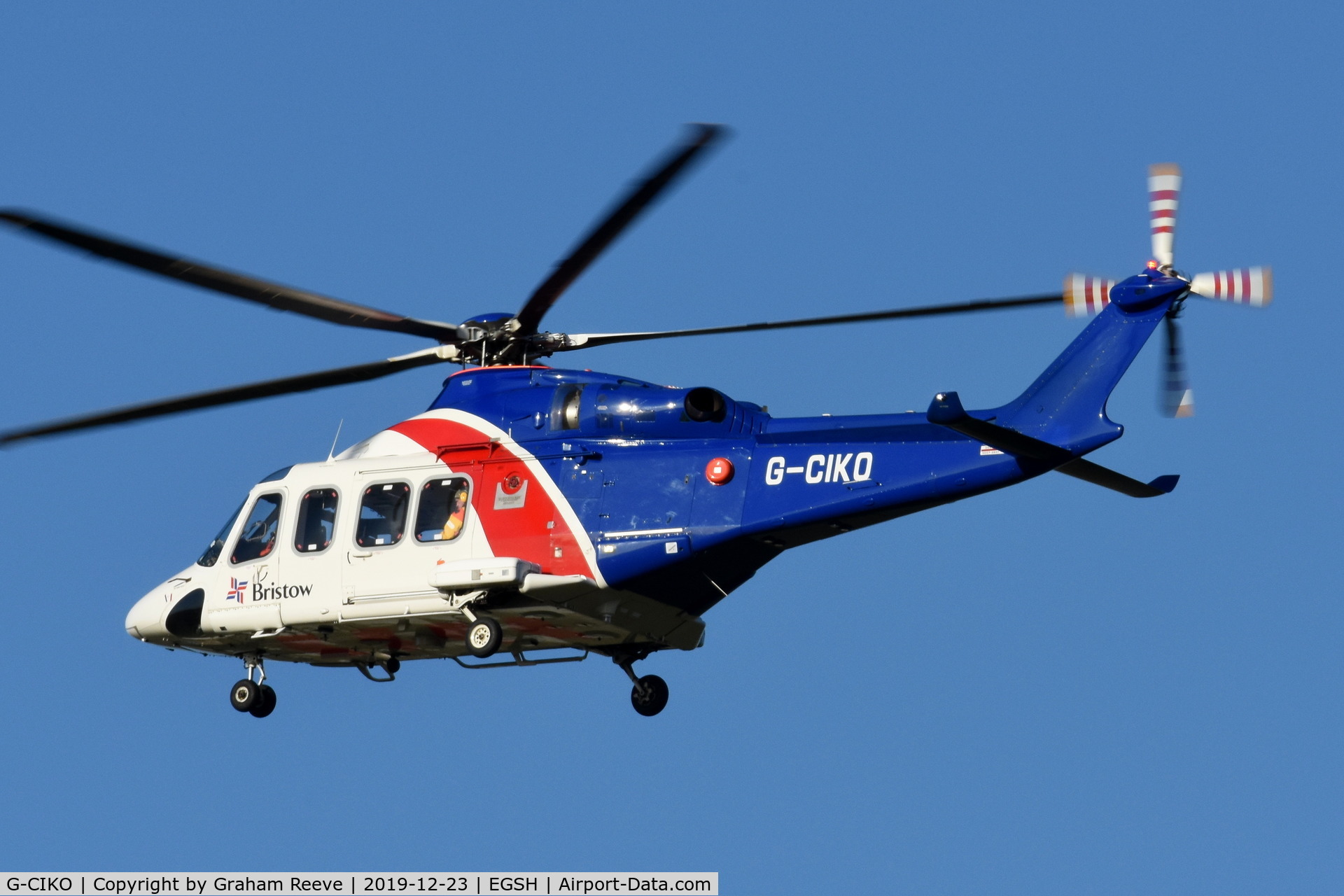G-CIKO, 2014 AgustaWestland AW-139 C/N 41378, Landing at Norwich.