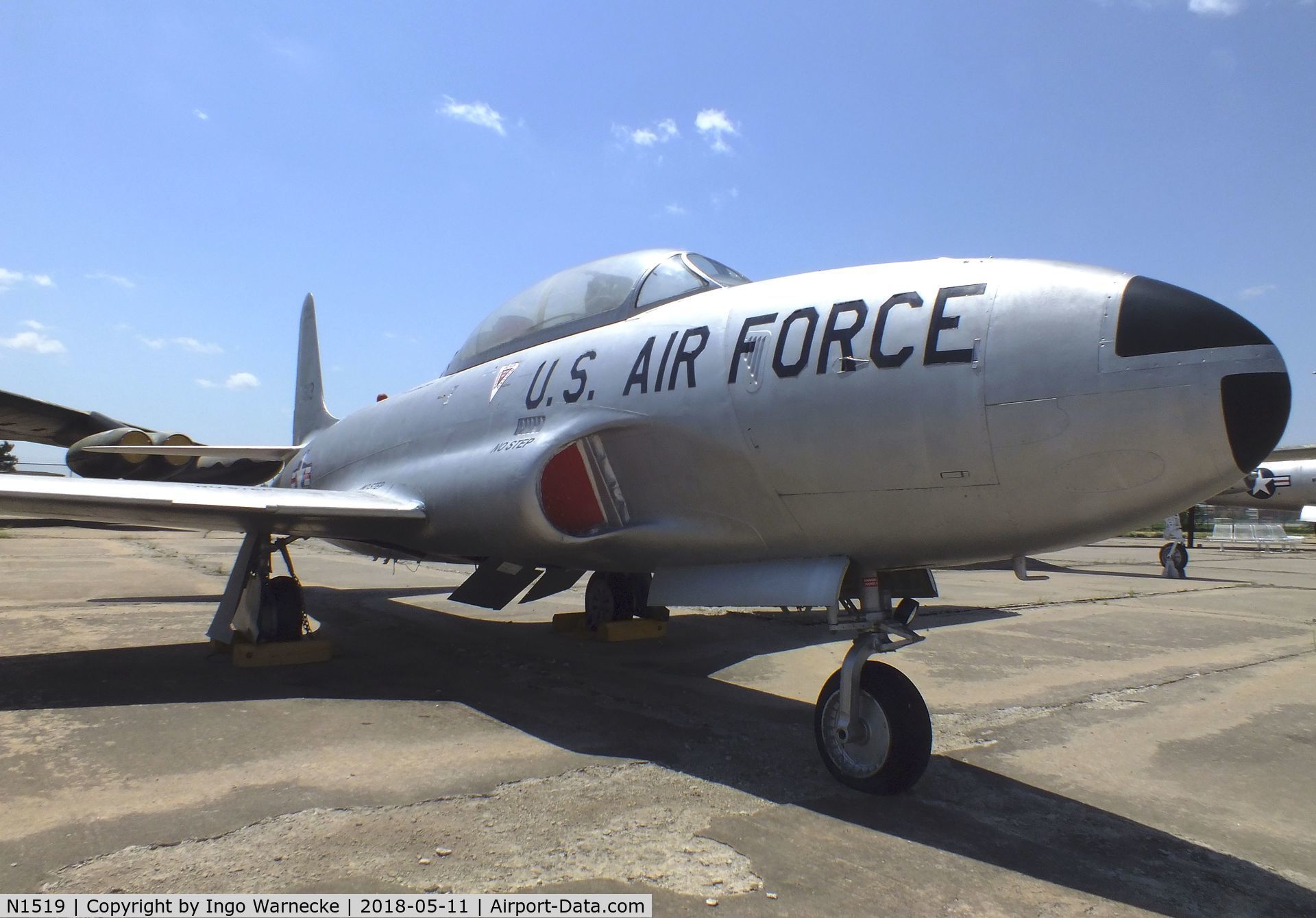 N1519, Lockheed T-33B (TV-2 Seastar) C/N 580-5313, Lockheed T-33B (TV-2 SeaStar) displayed as USAF T-33 A '51-4019' at the Kansas Aviation Museum, Wichita KS