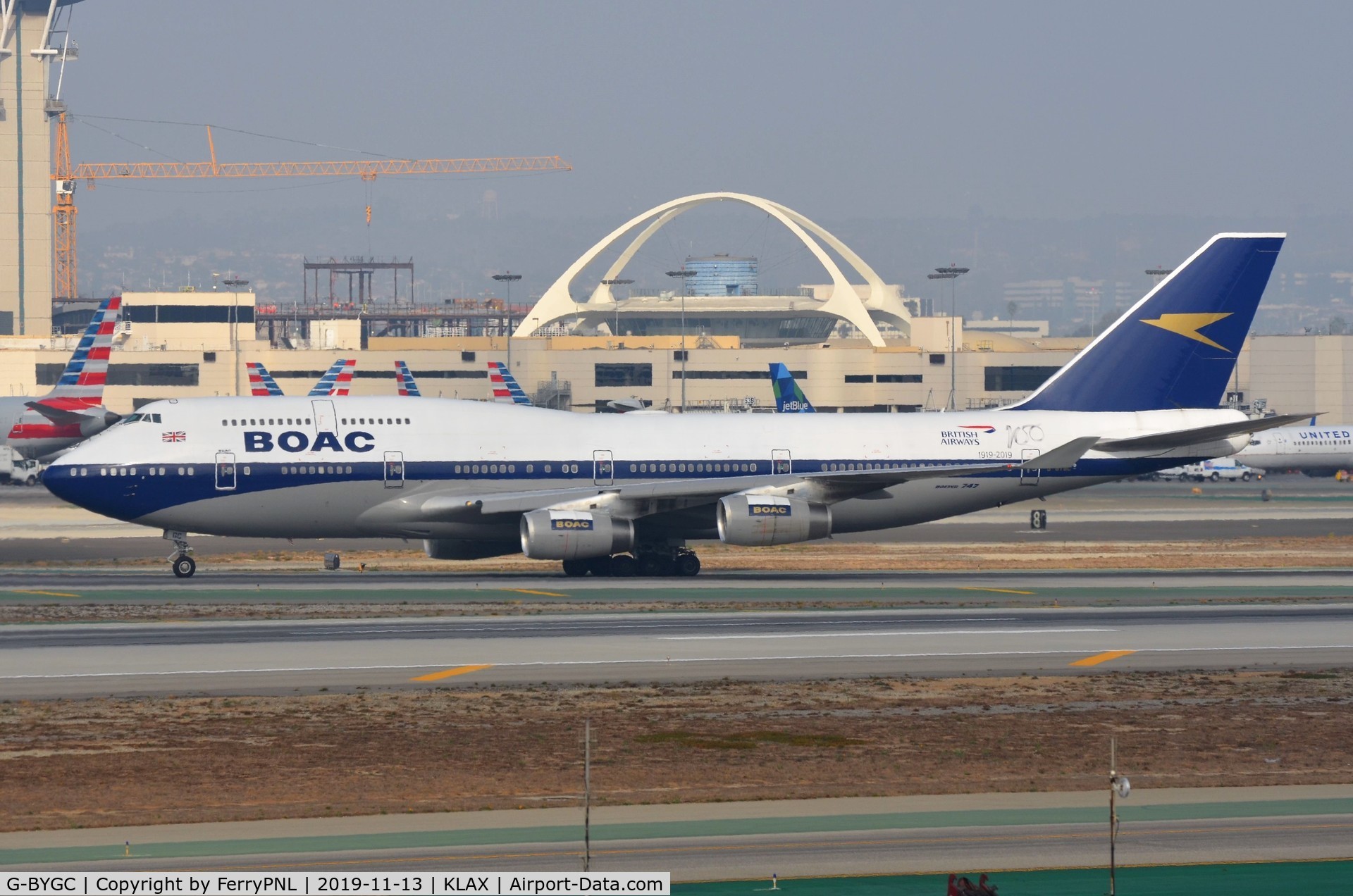 G-BYGC, 1999 Boeing 747-436 C/N 25823, BA B744 in classic BOAC livery arriving in LAX