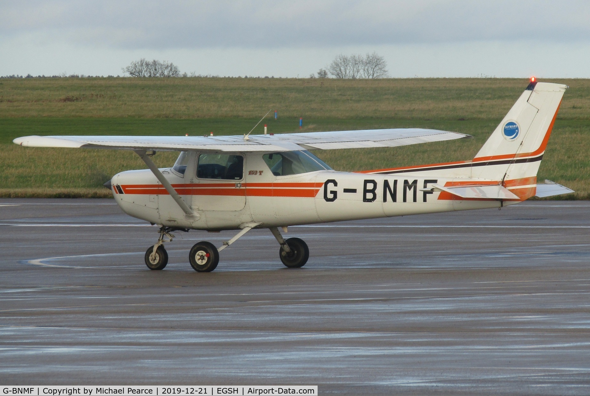 G-BNMF, 1982 Cessna 152 C/N 152-85563, Preparing to depart the SaxonAir ramp to Duxford (QFO).