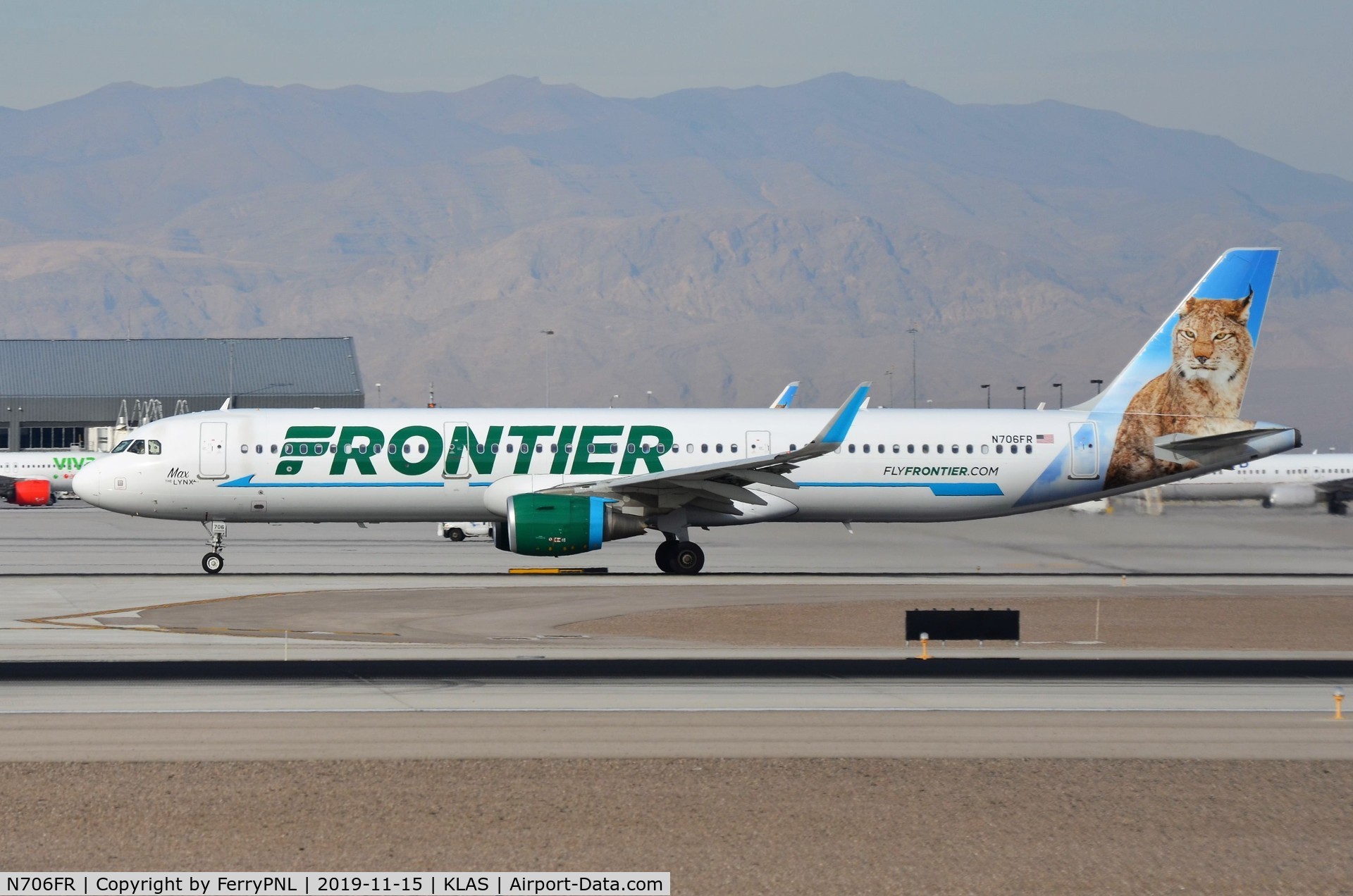 N706FR, 2015 Airbus A321-211 C/N 6926, Frontier A321 (Max) departing LAS