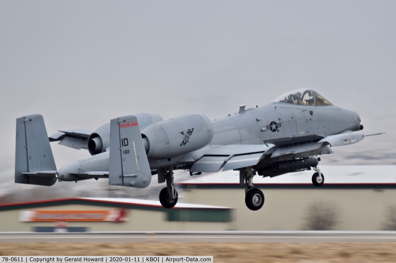 78-0611, 1978 Fairchild Republic A-10C Thunderbolt II C/N A10-0231, Landing 10R. 190th Fighter Sq., 124th Fighter Wing, Idaho ANG.