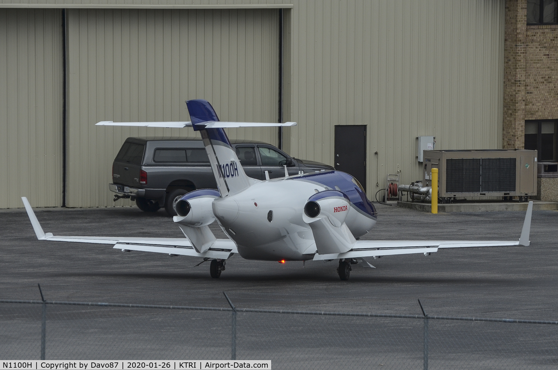 N1100H, 2018 Honda HA-420 HondaJet C/N 42000110, Pulling in to park at Tri-City Aviation FBO at Tri-Cities Airport (KTRI) in East Tennessee.