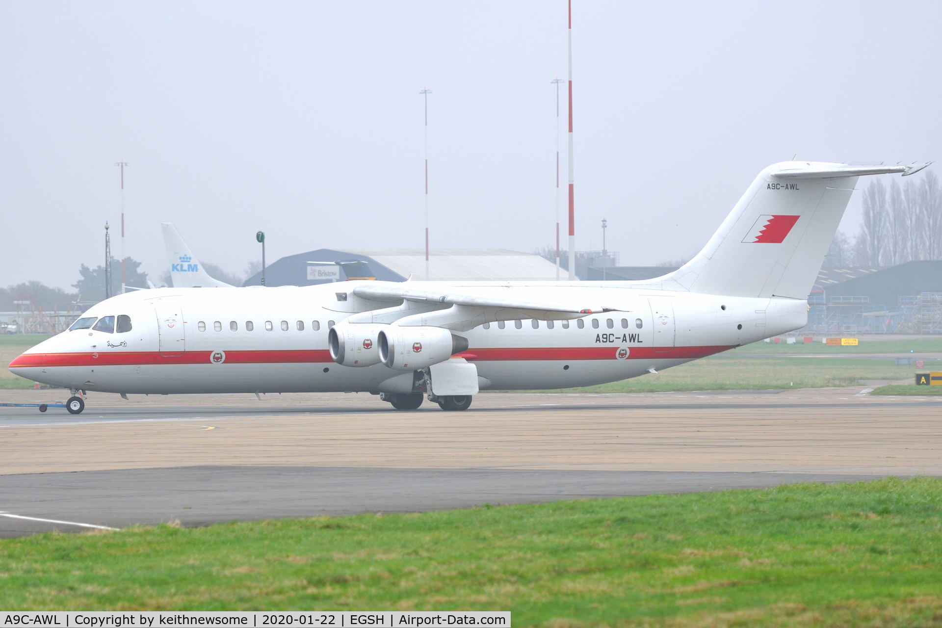 A9C-AWL, 2001 British Aerospace Avro 146-RJ100 C/N E3386, Towed back to storage area.