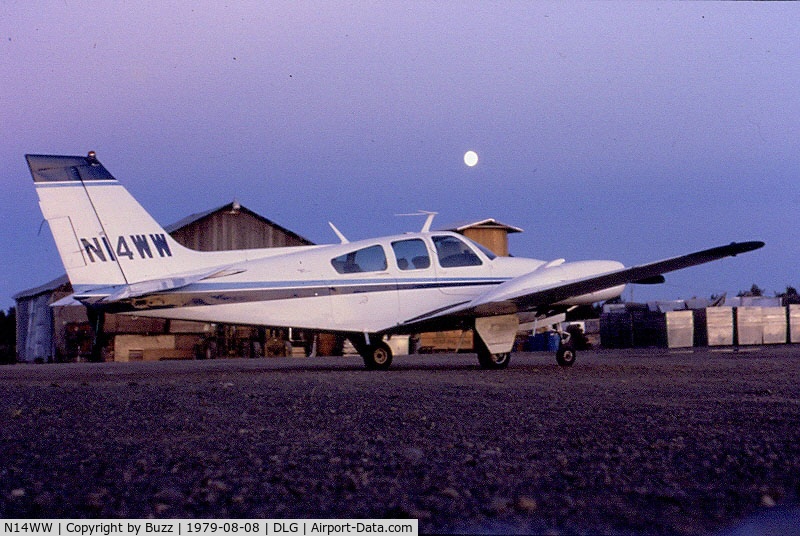 N14WW, 1968 Beech D55 Baron C/N TE-593, Aircraft based Dillingham, Alaska circa 1979.  Mostly flown between villages in SW AK and to Anchorage.  Ball Brothers Inc.