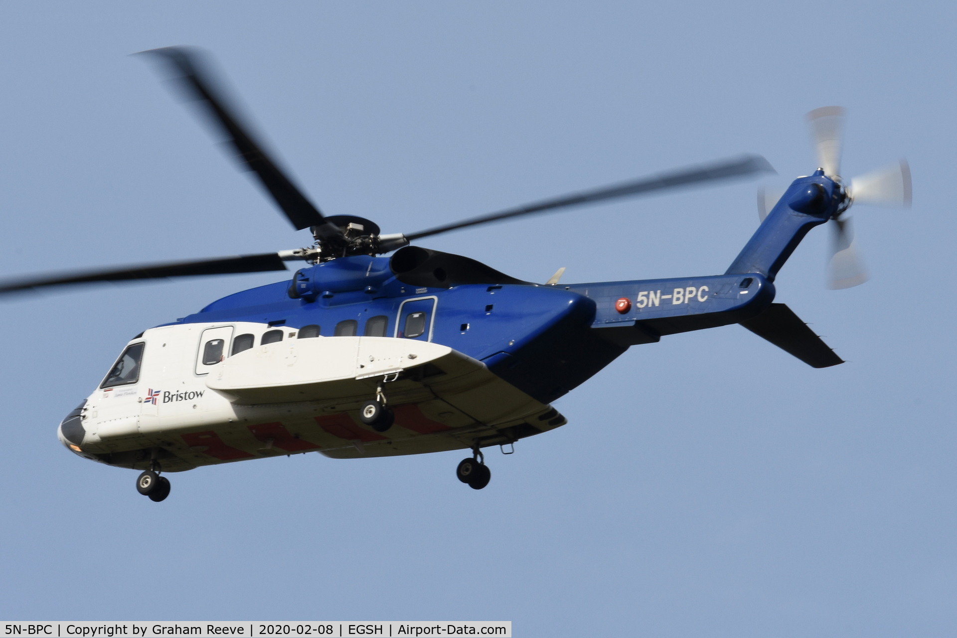 5N-BPC, 2013 Sikorsky S-92A C/N 920212, Landing at Norwich.