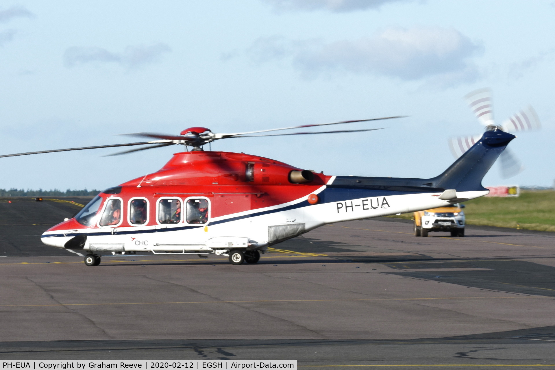 PH-EUA, 2007 AgustaWestland AW-139 C/N 31072, Just landed at Norwich.