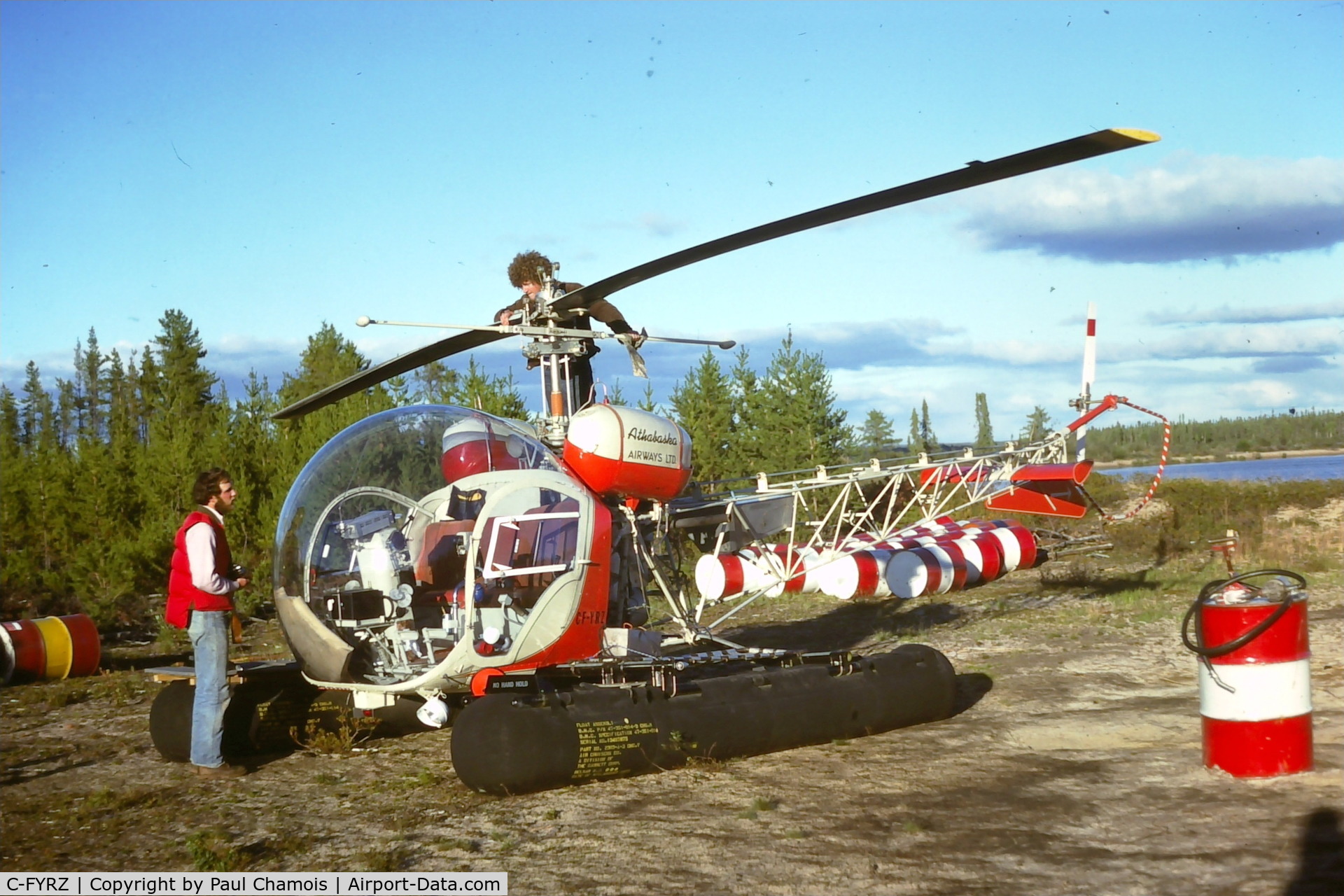 C-FYRZ, 1966 Bell 47G-4A C/N 7541, Newnham Lake, Saskatchewan in 1978.