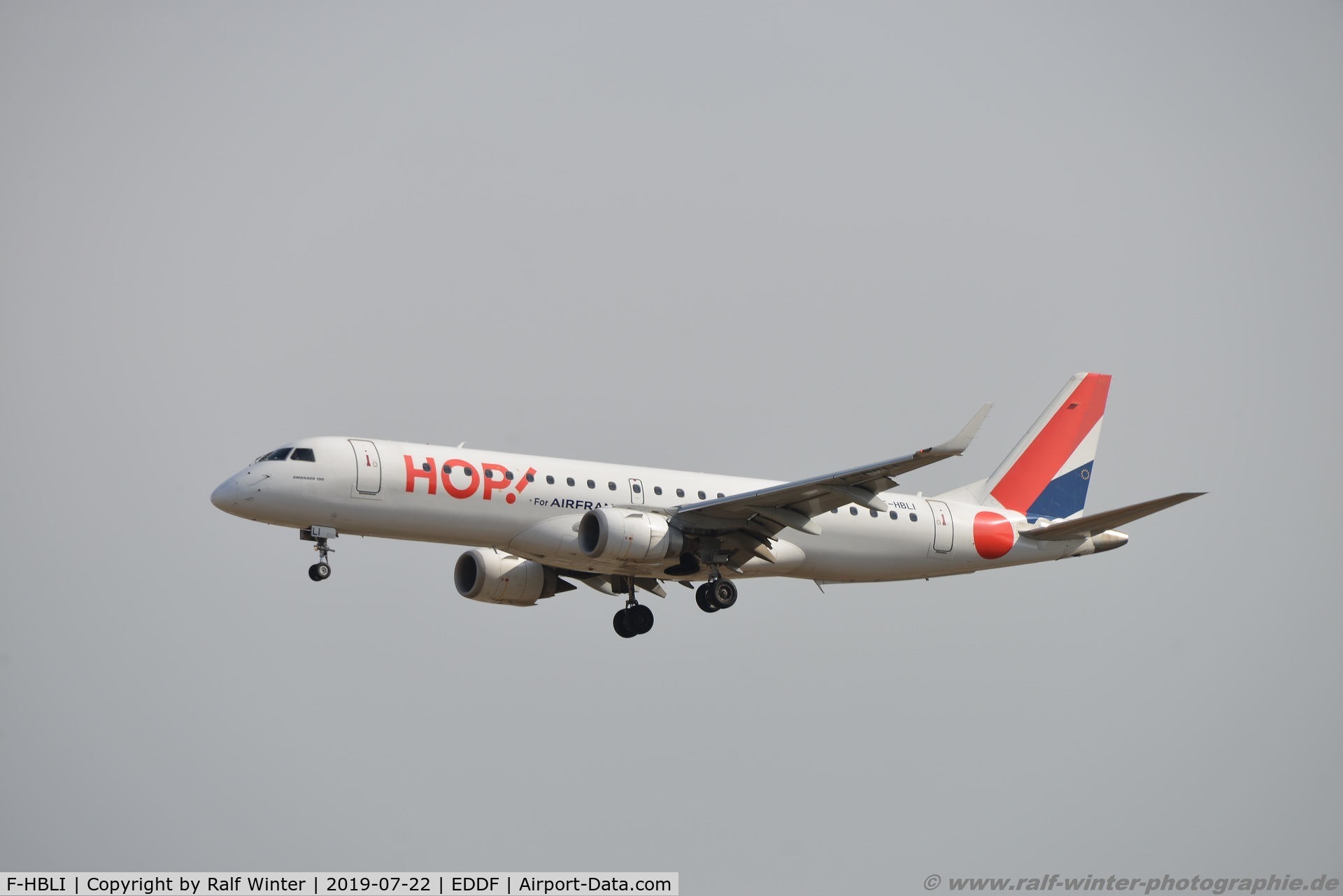 F-HBLI, 2009 Embraer 190LR (ERJ-190-100LR) C/N 19000298, Embraer ERJ-190STD 190-100 - A5 HOP HOP! opby RAE Regional CAE - 19000298 - F-HBLI - 22.07.2019 - FRA
