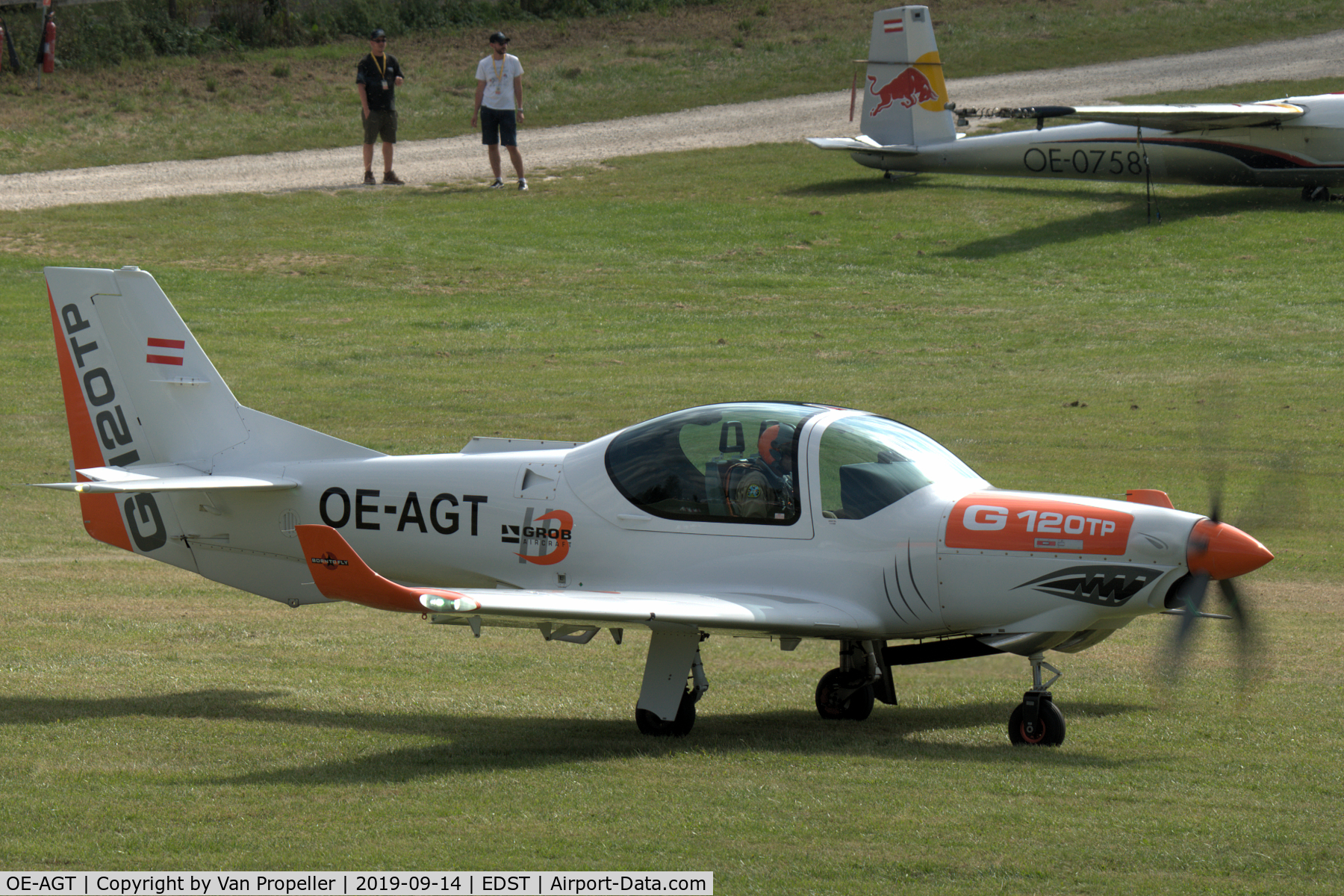 OE-AGT, Grob G-120TP-A C/N 11108, Grob G 120TP-A ready for take off at Hahnweide airfield, Germany. OTT 2019