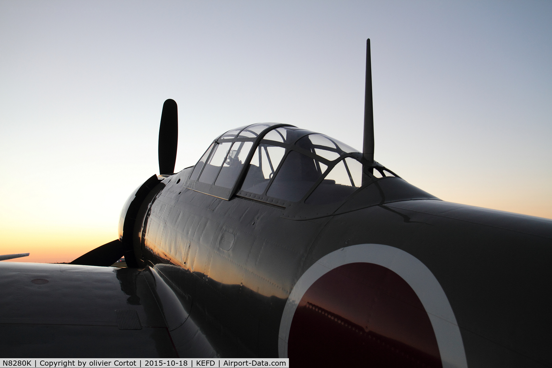 N8280K, 1941 Nakajima A6M2 Model 21 C/N 1498, Houston, early in the morning