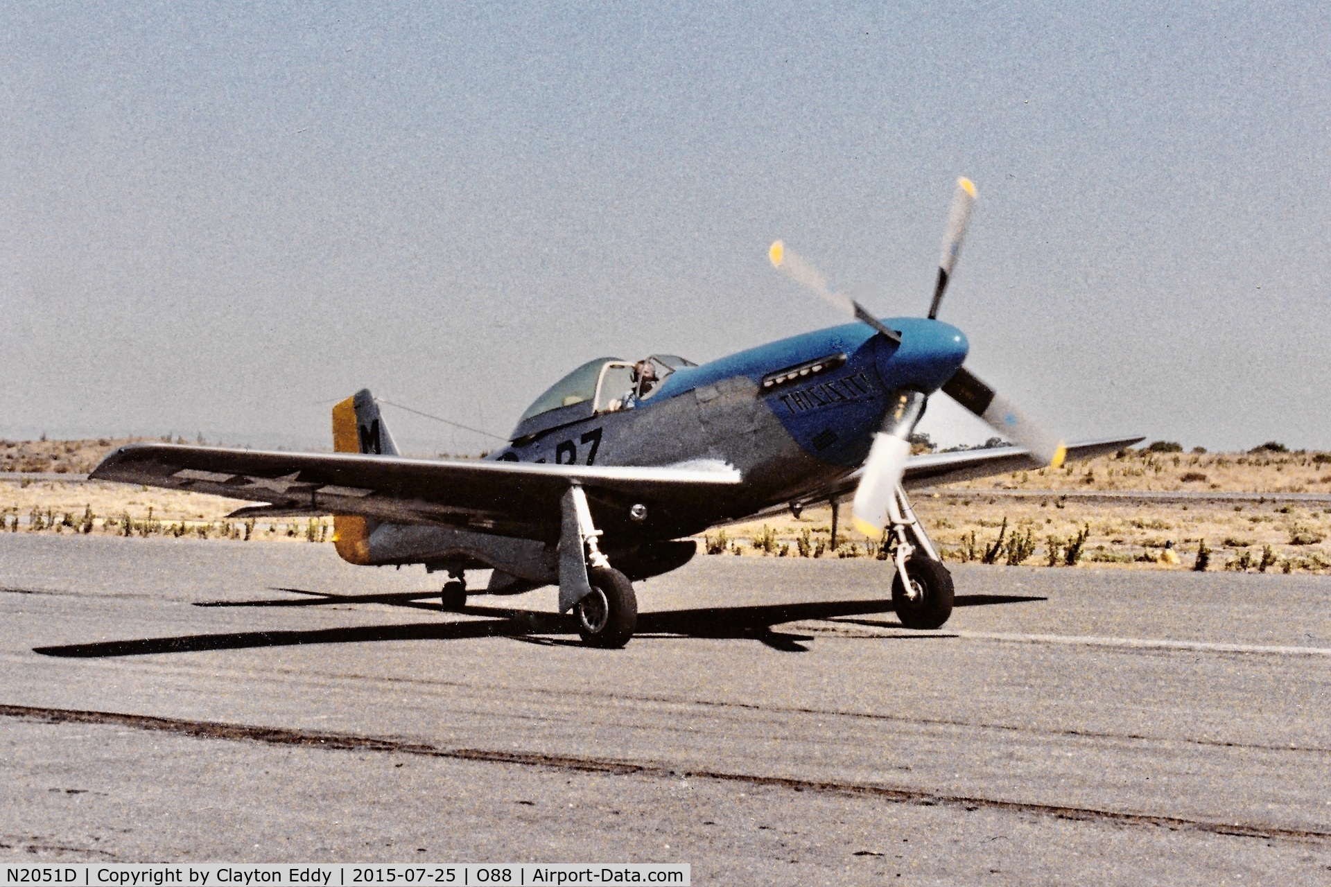 N2051D, 1944 North American P-51D Mustang C/N 122-39913 (44-73454), Old Rio Vista Airport California 1980's