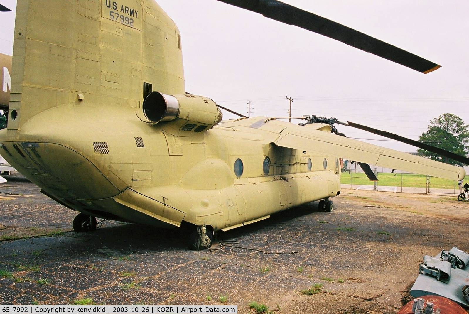 65-7992, 1965 Boeing Vertol CH-47A Chinook C/N B.164, At the Fort Rucker Museum storage compound.