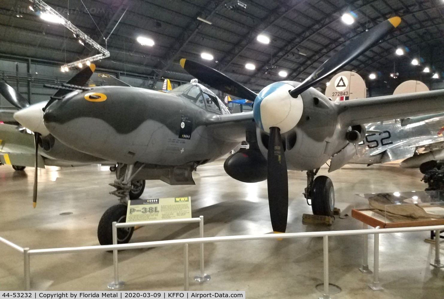 44-53232, 1944 Lockheed P-38L-5-LO Lightning C/N 422-8487, Air Force Museum 2020