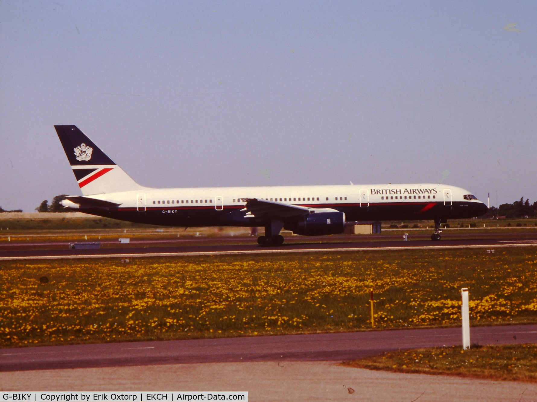 G-BIKY, 1986 Boeing 757-236/SF C/N 23533, G-BIKY ready for takeoff rw 04R
Scanned slide