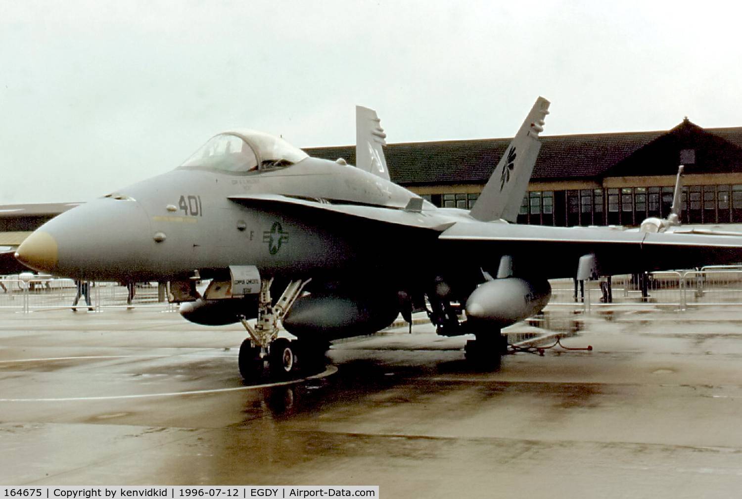 164675, McDonnell Douglas F/A-18C Hornet C/N 1105, At the 1996 photocall prior to the Yeovilton Air Show.