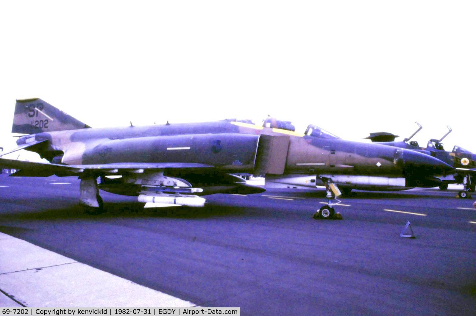 69-7202, 1969 McDonnell Douglas F-4G Phantom II C/N 3855, On static display at the 1982 Yeovilton air show.