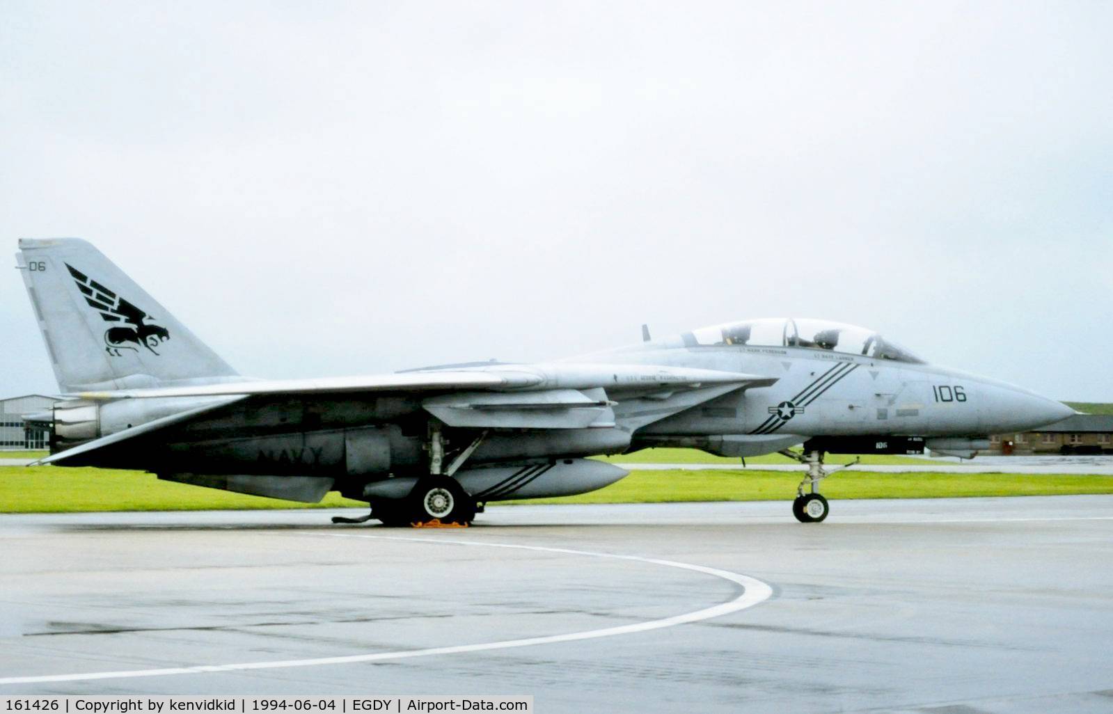 161426, Grumman F-14B Tomcat C/N 436, On static display at the RNAS Yeovilton 1994 50th Anniversary of D Day photocall. It rained all day.
