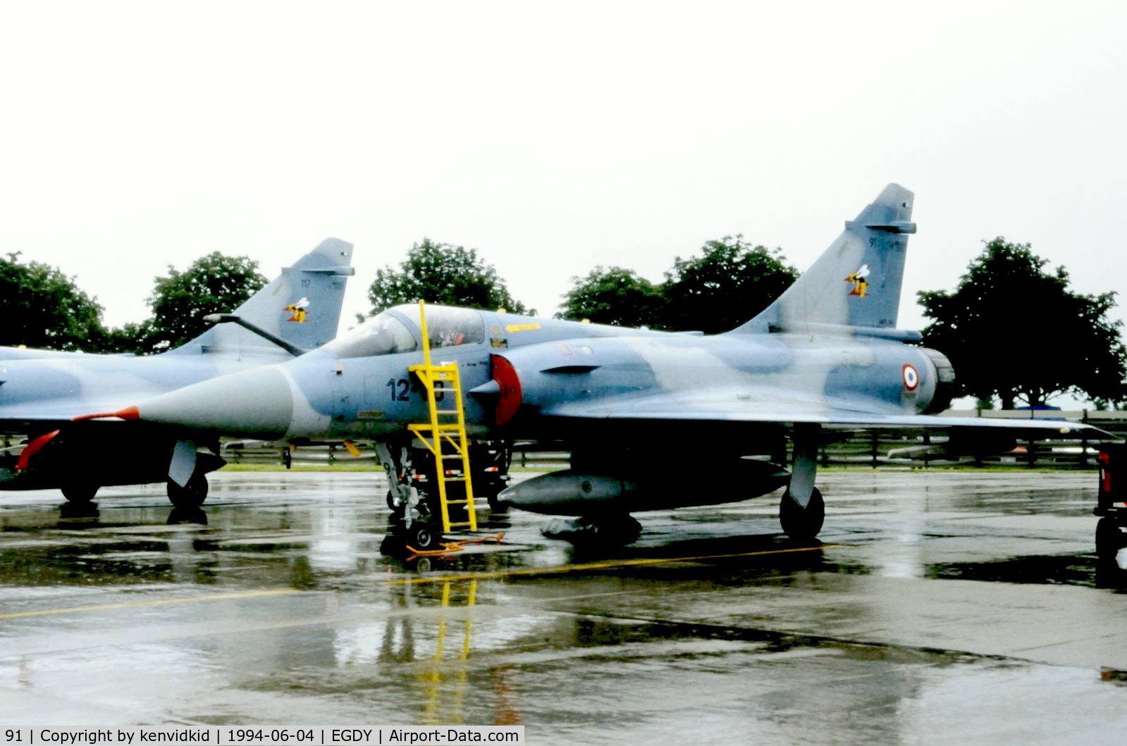 91, Dassault Mirage 2000C C/N 346, On static display at the RNAS Yeovilton 1994 50th Anniversary of D Day photocall. It rained all day.