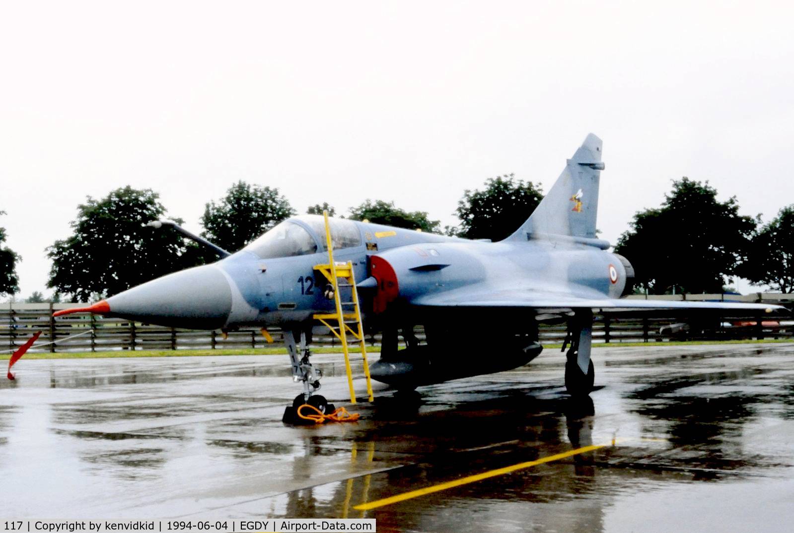 117, Dassault Mirage 2000C C/N 384, On static display at the RNAS Yeovilton 1994 50th Anniversary of D Day photocall. It rained all day.