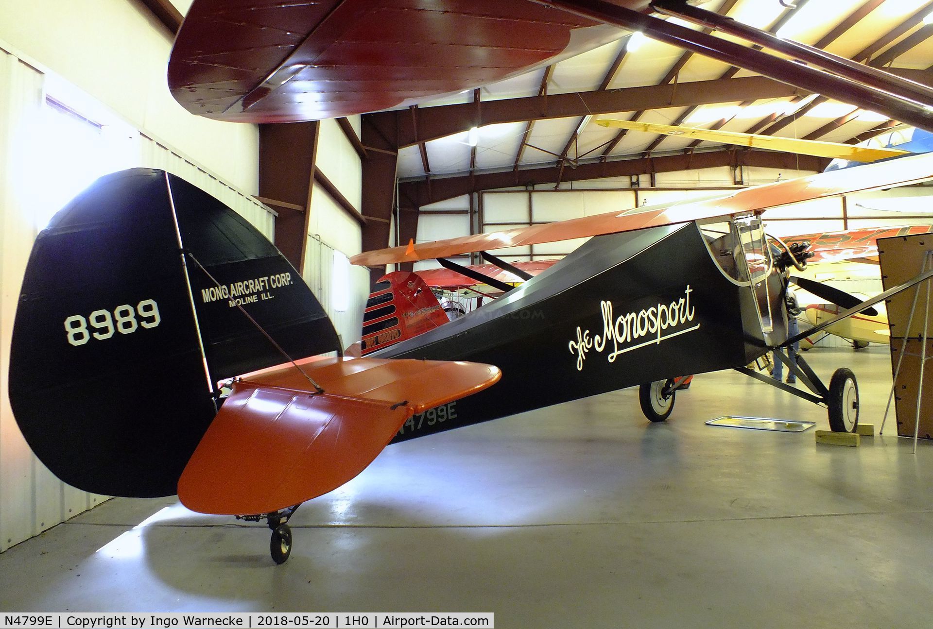 N4799E, Mono-aircraft Monosport 2 C/N 2004, Mono-Aircraft Monosport 2 at the Aircraft Restoration Museum at Creve Coeur airfield, Maryland Heights MO