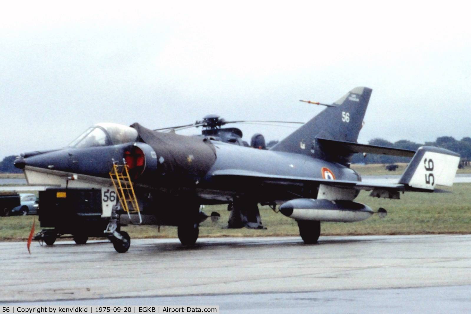 56, Dassault Etendard IV.M C/N 56, At the 1975 Battle of Britain air show Biggin Hill.
Scanned from slide.
