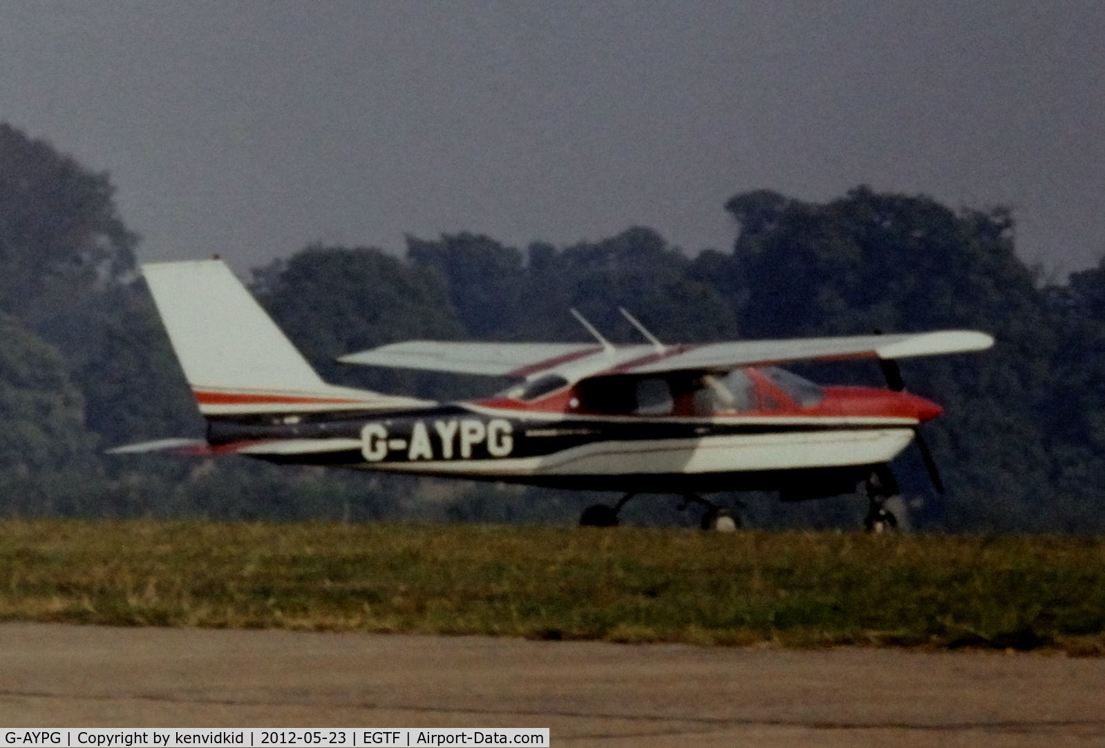 G-AYPG, 1971 Reims F177RG Cardinal RG C/N 0007, At Fairoaks in the mid 1970's.
Copied from slide.