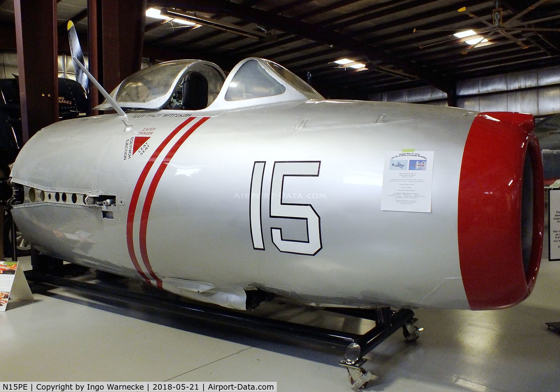 N15PE, Mikoyan-Gurevich MiG-15bis C/N 122073, Mikoyan i Gurevich MiG-15bis FAGOT (front fuselage only) at the Air Combat Museum, Springfield IL