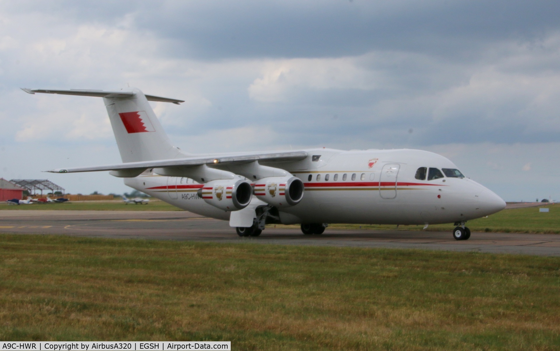 A9C-HWR, 1997 British Aerospace Avro 146-RJ85 C/N E.2306, Arriving at Norwich from Bahrain