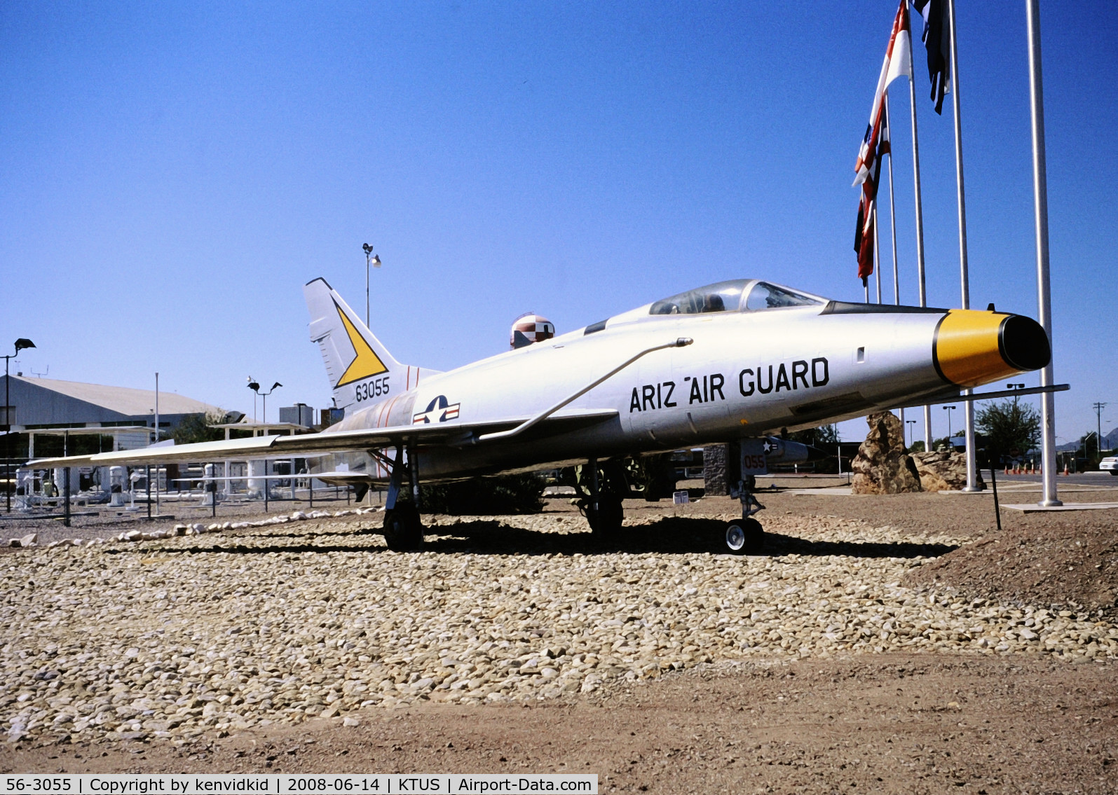 56-3055, 1956 North American F-100D Super Sabre C/N 235-153, At Tucson ANG base memorial park, circa 1993.