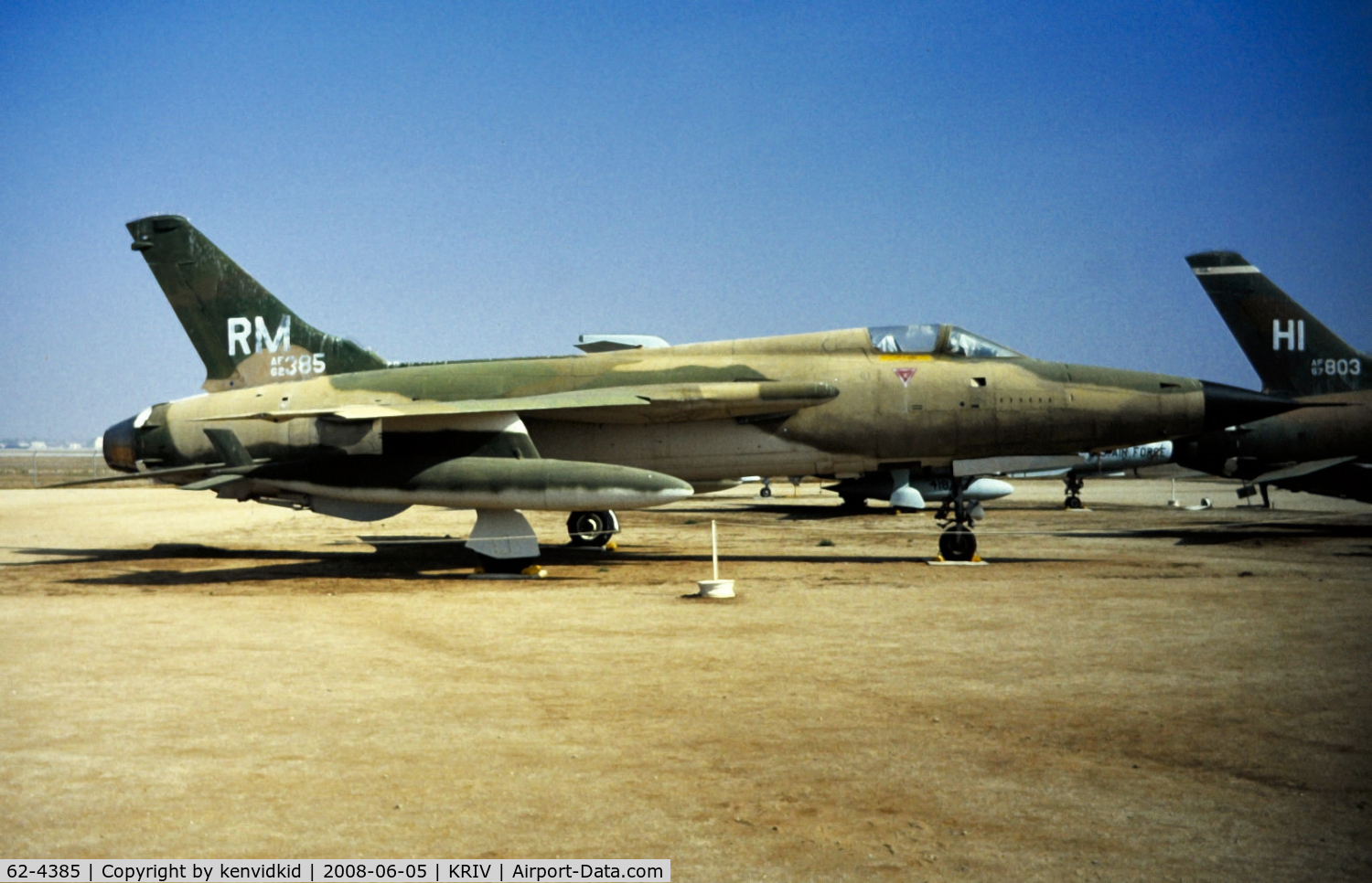 62-4385, 1962 Republic F-105D Thunderchief C/N D584, At March AFB Museum, circa 1993.