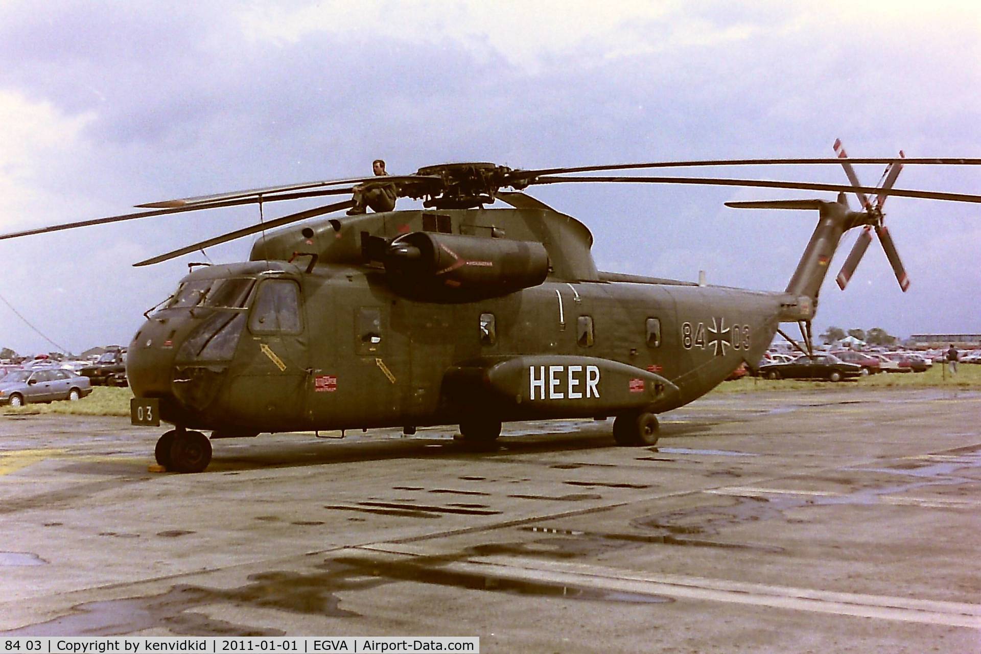 84 03, Sikorsky (VFW-Fokker) CH-53G C/N V65-001, At RIAT 1993, scanned from negative.