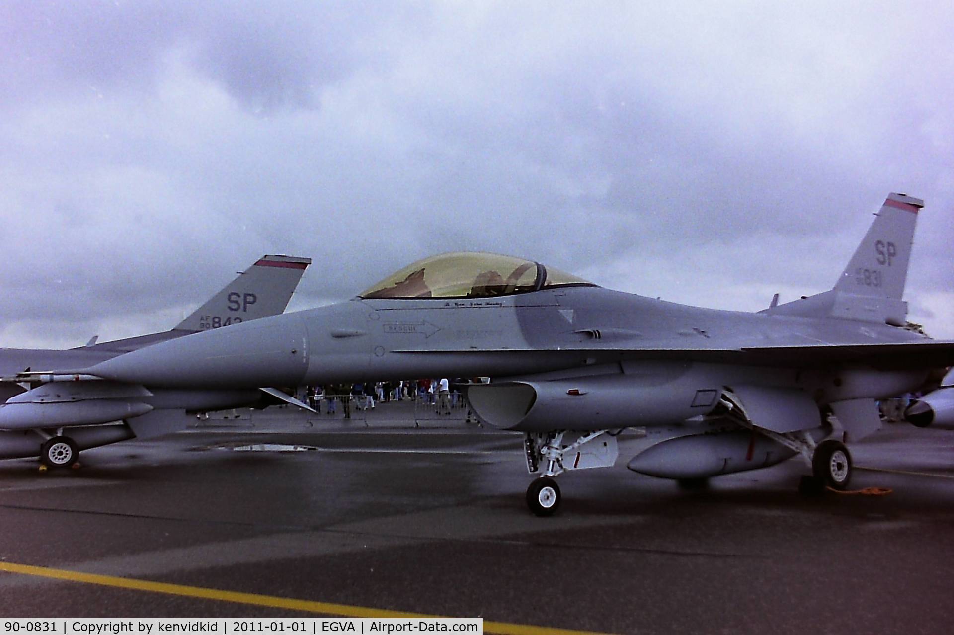 90-0831, 1990 General Dynamics F-16C Fighting Falcon C/N CC-31, At RIAT 1993, scanned from negative.