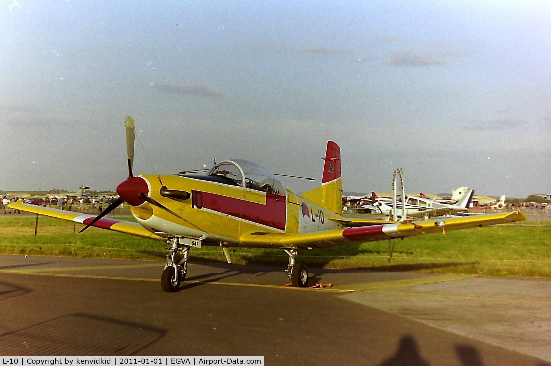L-10, Pilatus PC-7 Turbo Trainer C/N 547, At RIAT 1993, scanned from negative.